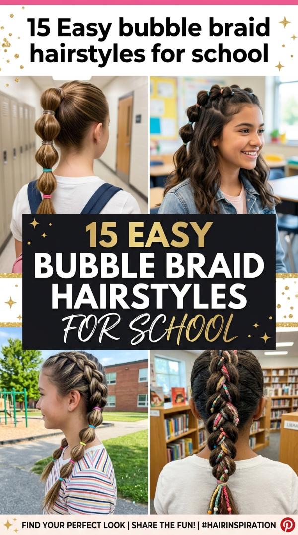 15 Easy bubble braid hairstyles for school