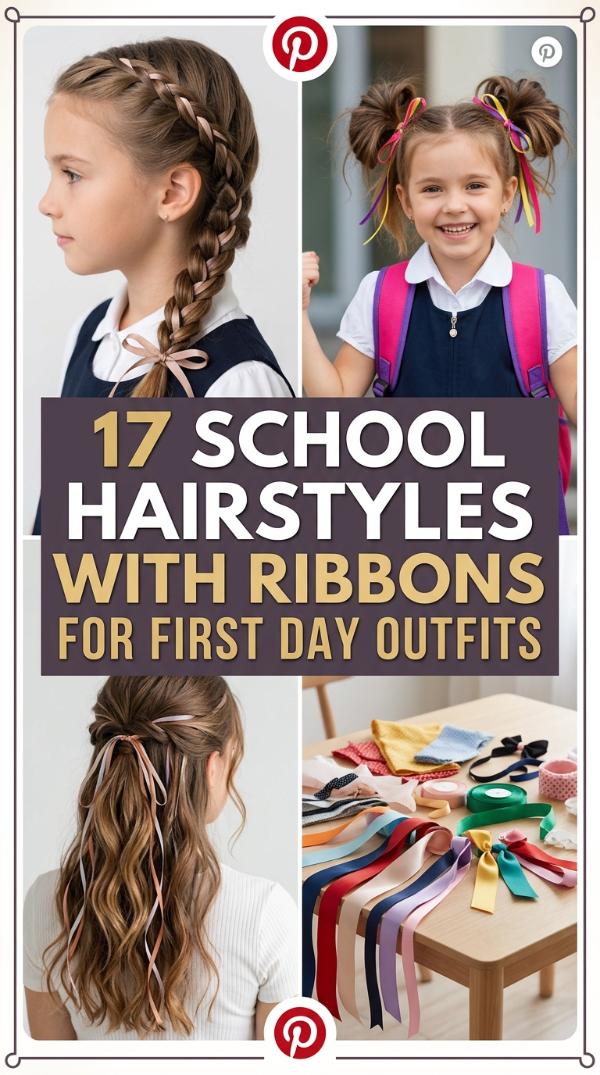 17 School hairstyles with ribbons for first day outfits