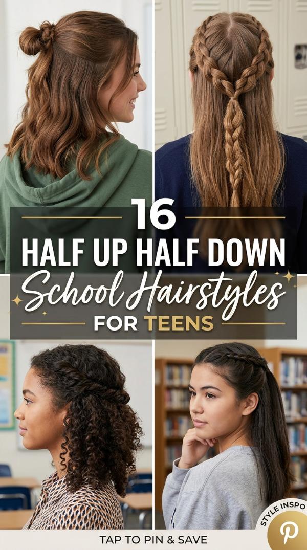 16 Half up half down school hairstyles for teens