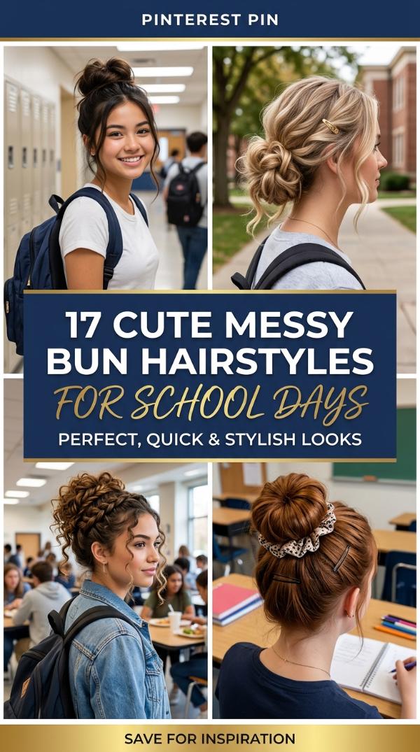 17 Cute messy bun hairstyles for school days