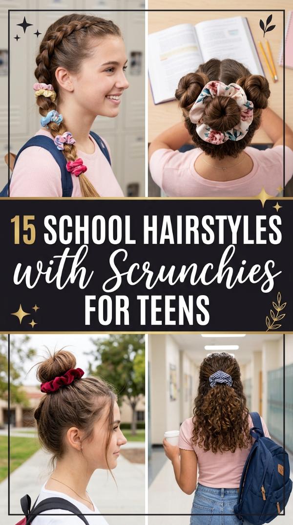 15 School hairstyles with scrunchies for teens