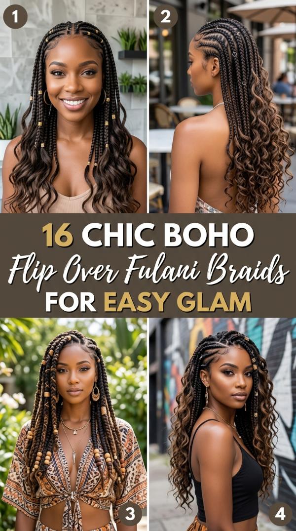 16 Chic boho flip over fulani braids for Easy Glam