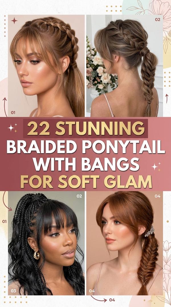 22 Stunning braided ponytail with bangs for Soft Glam