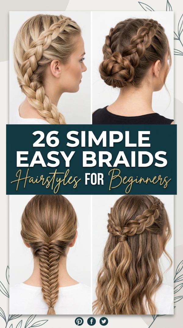 26 Simple easy braids hairstyles for Beginners