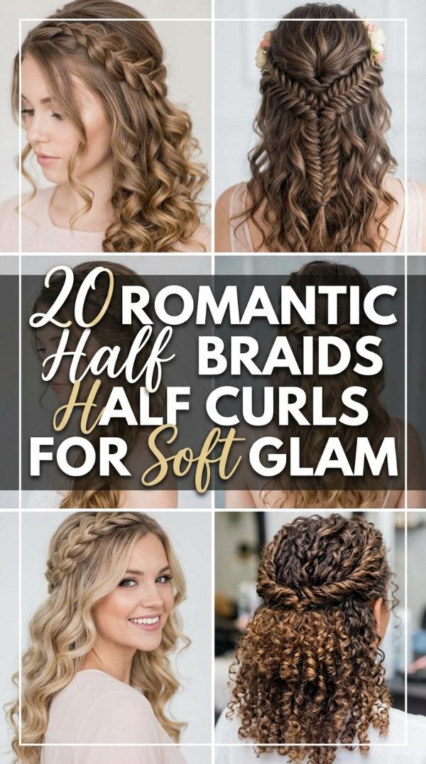 20 Romantic half braids half curls for Soft Glam