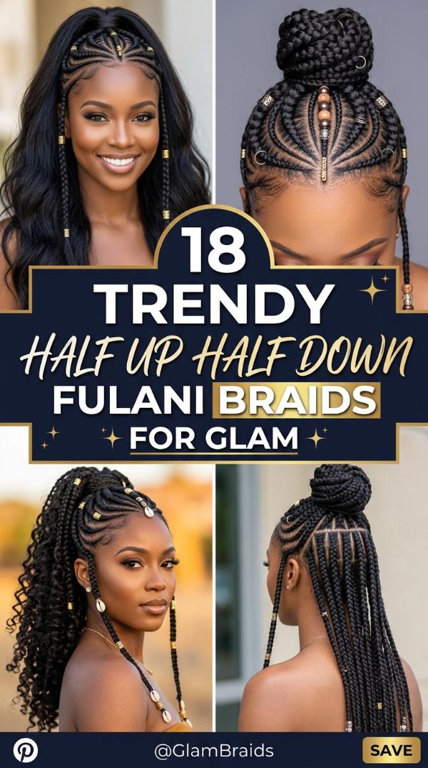 18 Trendy half up half down fulani braids for Glam