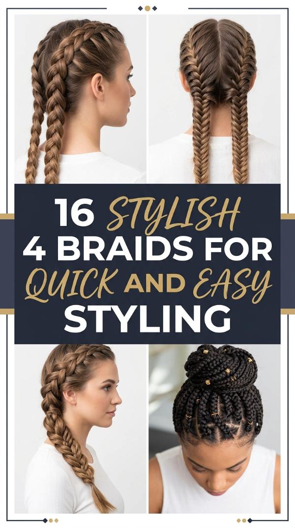16 Stylish 4 braids for Quick and Easy Styling