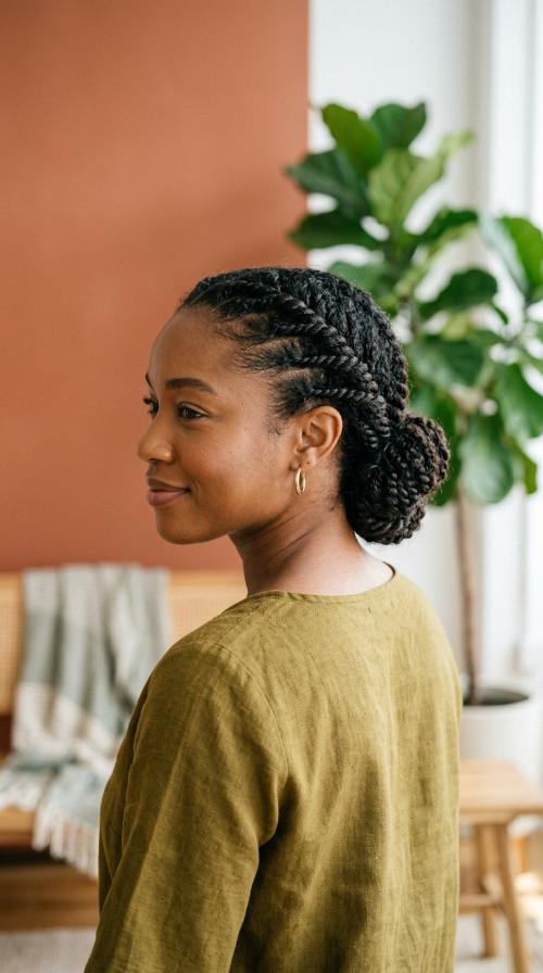 Flat Twists into a Low Bun