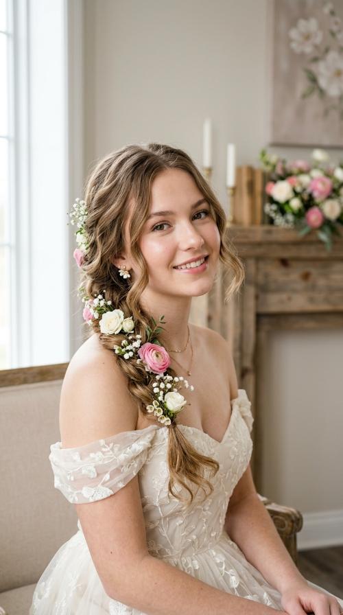 Floral Accented Loose Braid