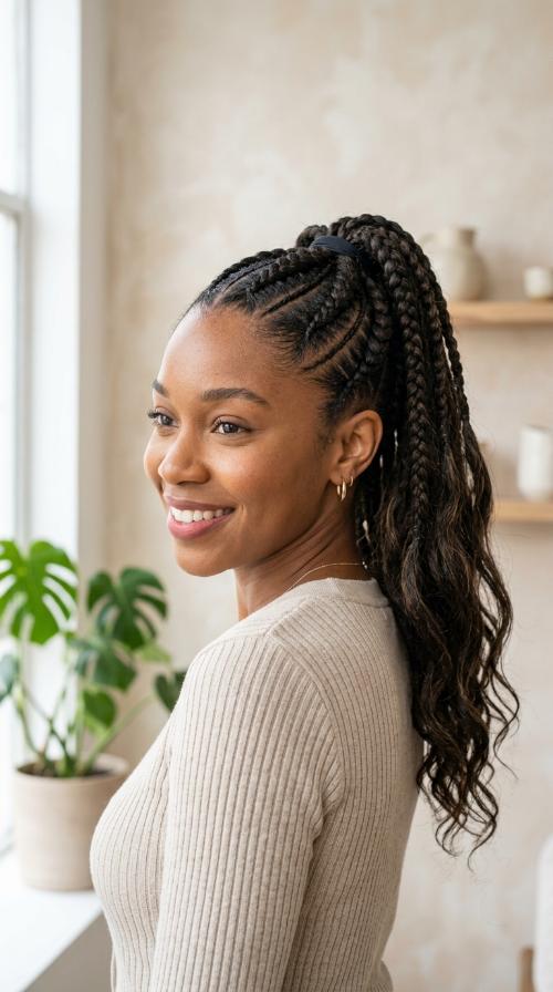 Four-Braid High Ponytail
