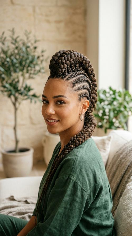 French Braid Pompadour Mohawk