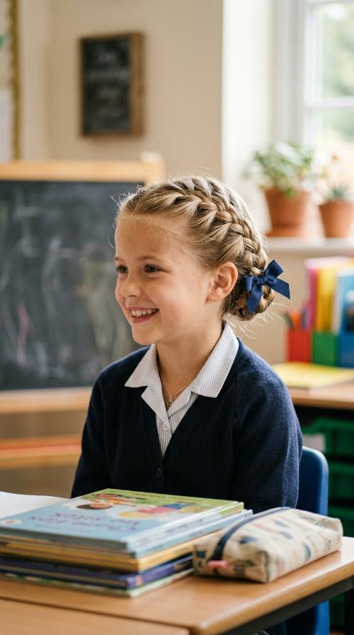 French Braid Tucked with a Bow