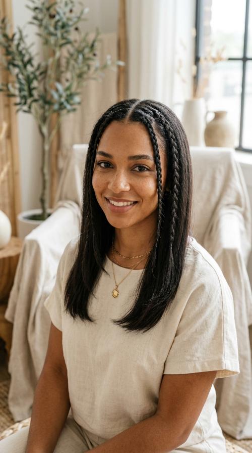 Front Piece Braids with Straight Ends