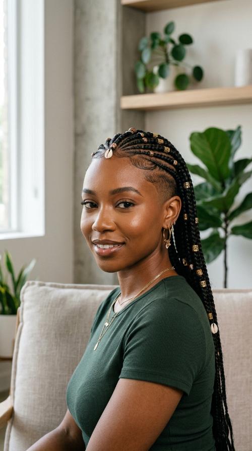 Fulani Braids with a Deep Undercut