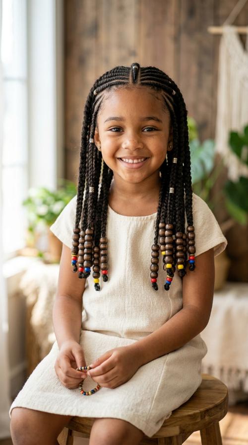 Fulani Braids with Wooden Beads