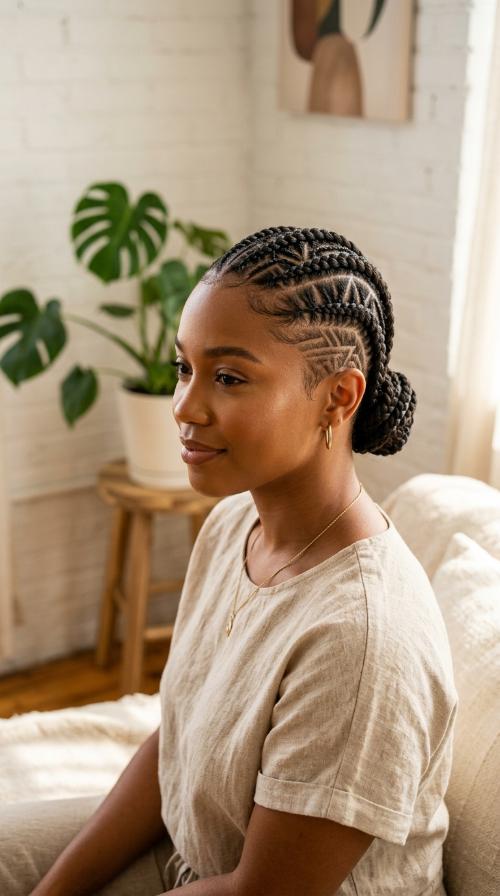 Geometric Feed-in Braids with Patterned Shave