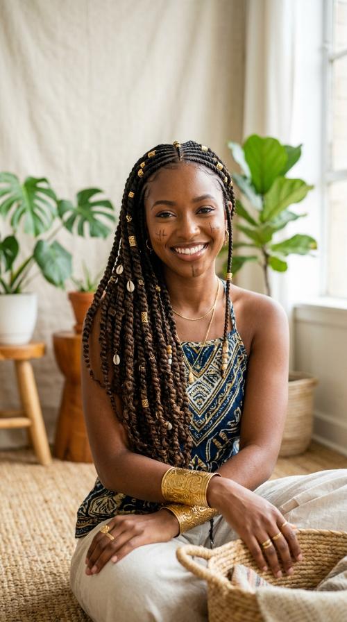 Goddess Fulani with Gold Accessory Cuffs