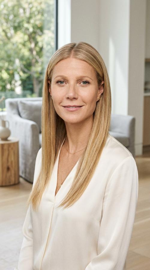 Gwyneth Paltrow’s Sleek Center-Parted Glass Hair