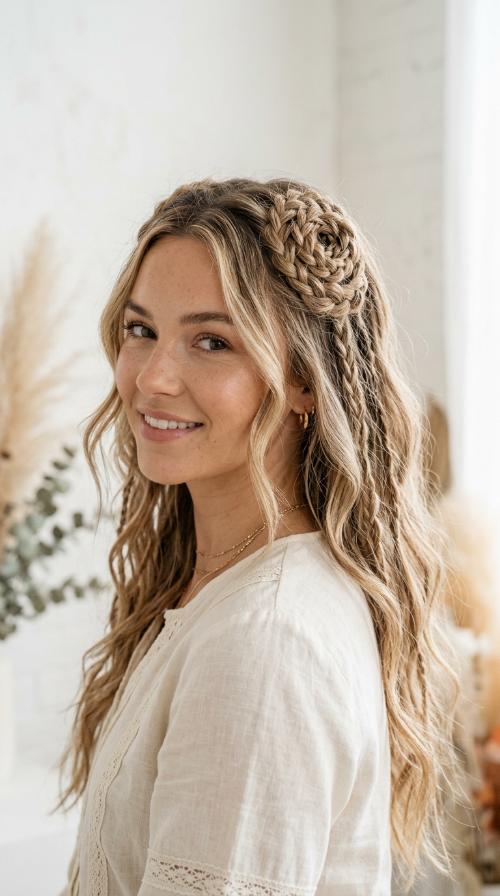 Half-Up Braided Rosette
