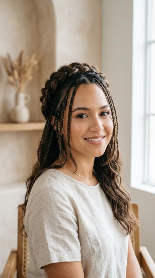 Half-Up Crown Braids