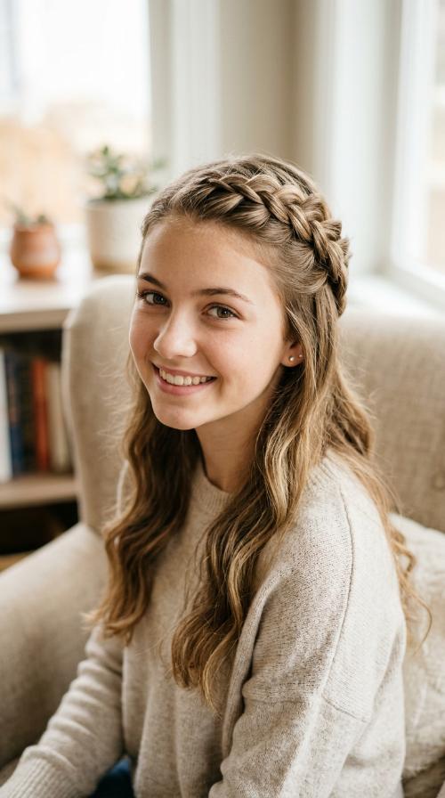 Half-Up Dutch Braid Crown