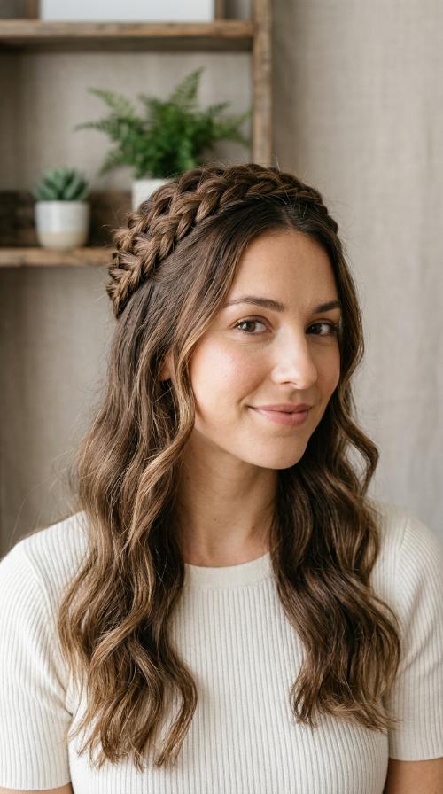 Half-Up Four Braid Crown