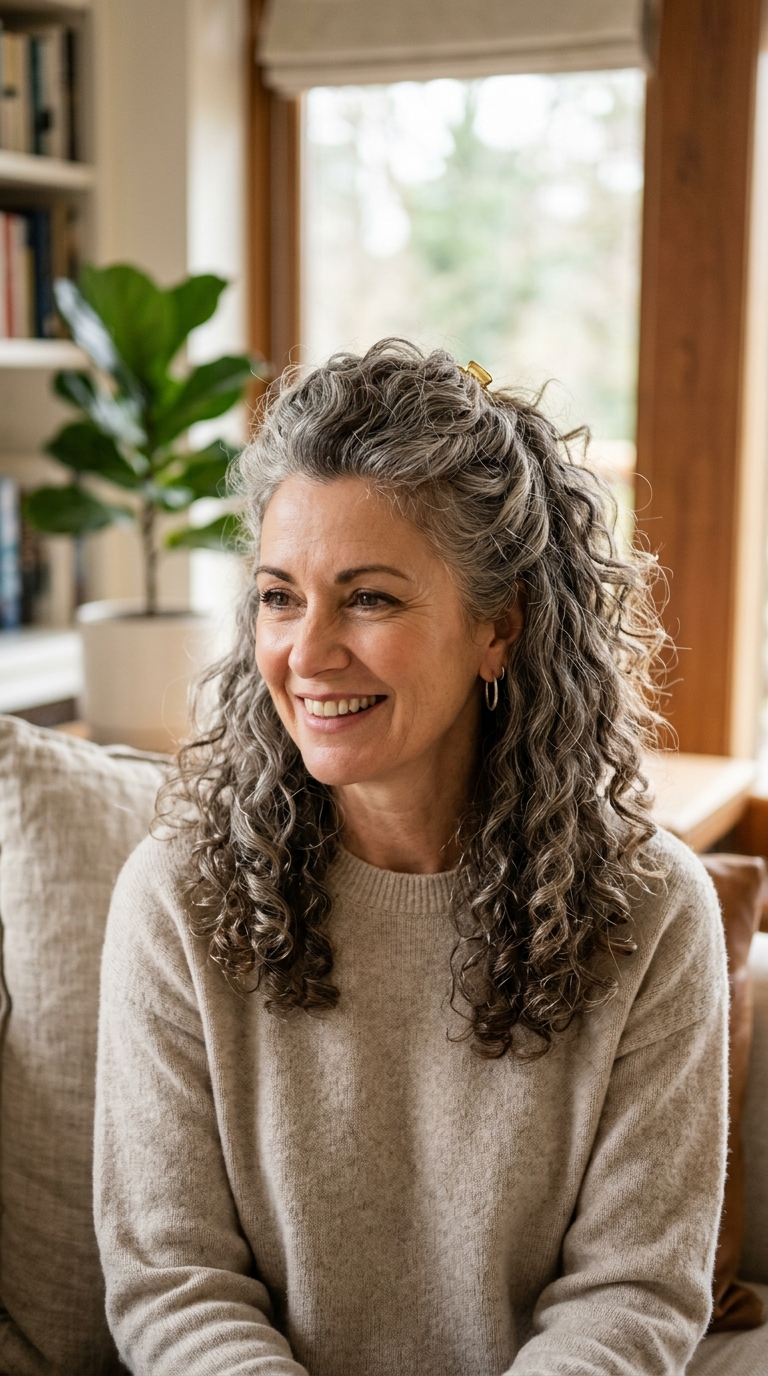 Half-Up Half-Down Curly Style