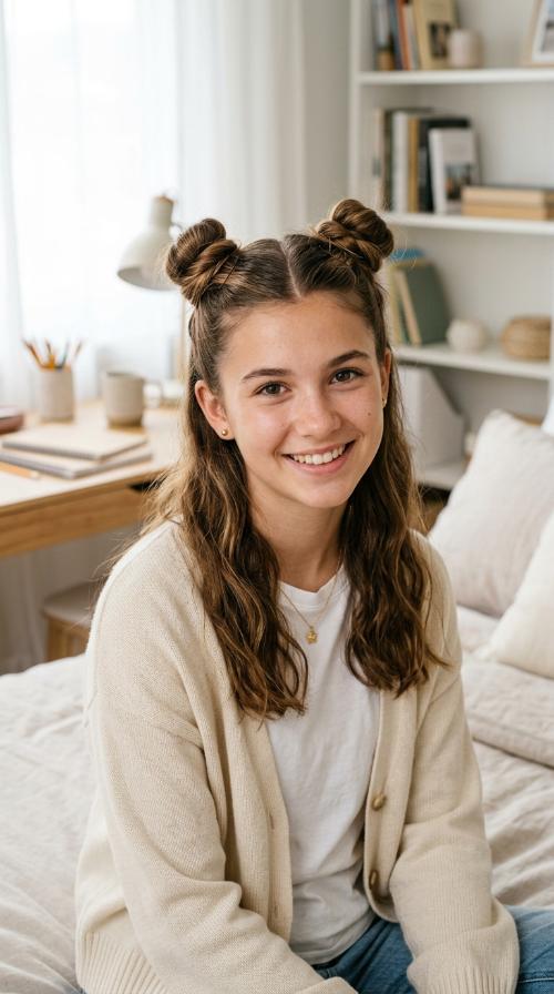 Half-Up Space Buns