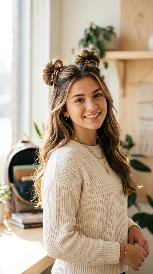 Half-Up Space Buns