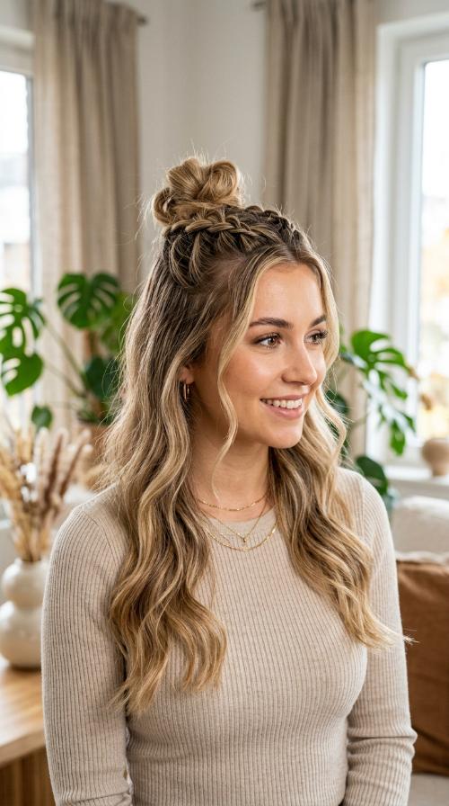 Half-Up Top Knot Braid