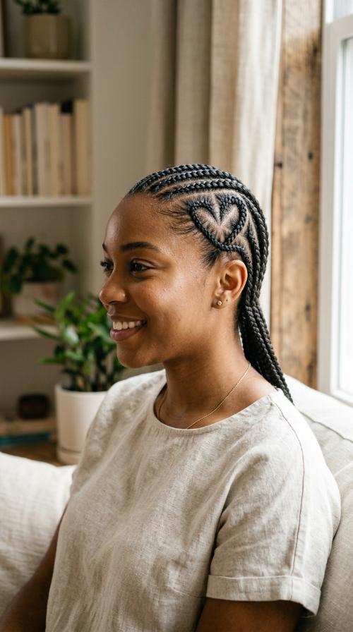 Heart-Shaped Accent Cornrows