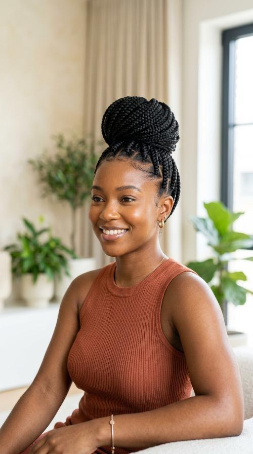 High Bun Box Braids