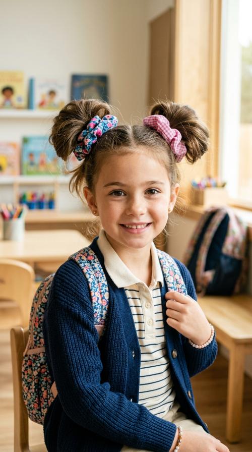 High Pigtails with Scrunchies