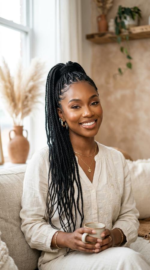 High Ponytail Boho Chic
