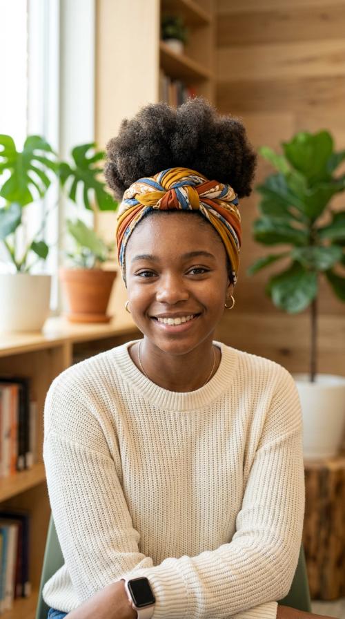 High Puff with Scarf
