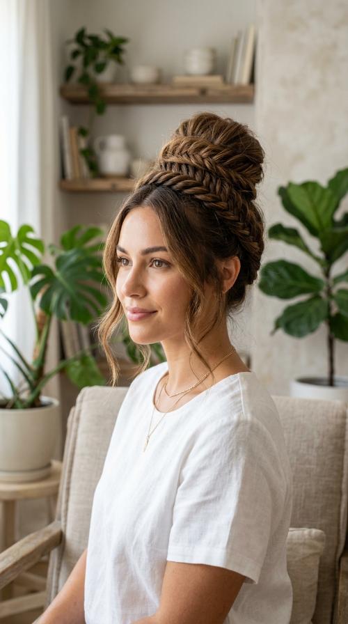 High Voluminous Fishtail Bun