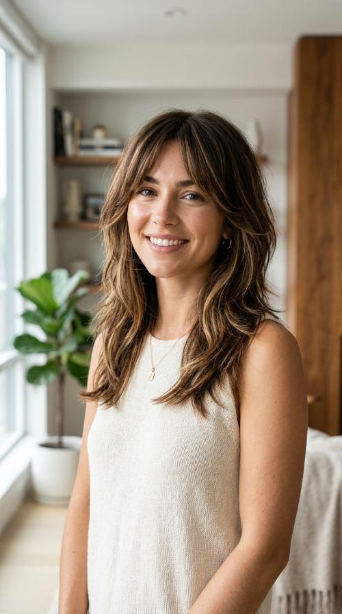 Highlighted Brunette Shag