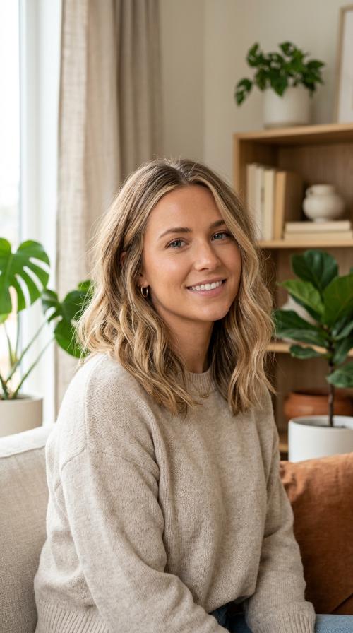 Honey Blonde Balayage on Lob