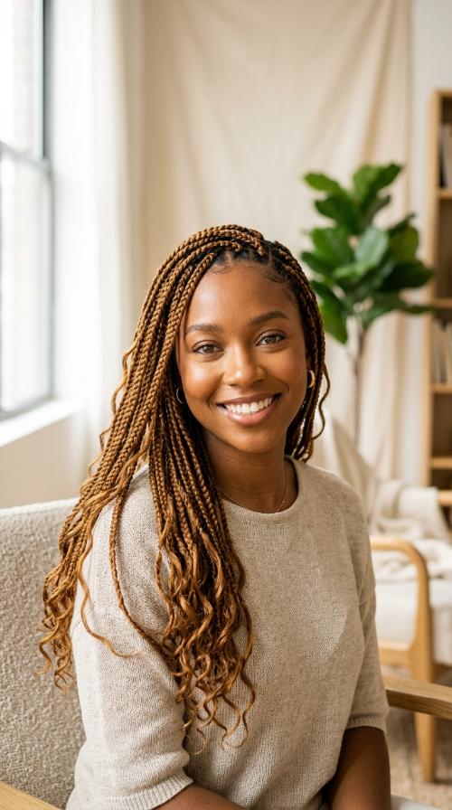 Honey Brown Knotless Braids