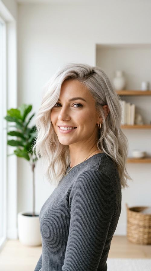 Icy Blonde Deep Side Part