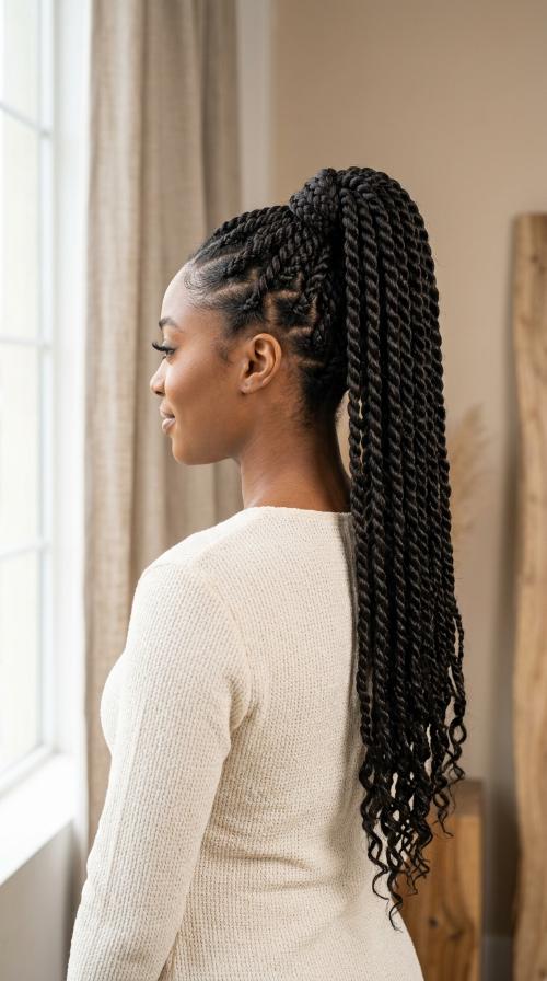 Intricate Rope Twist High Pony