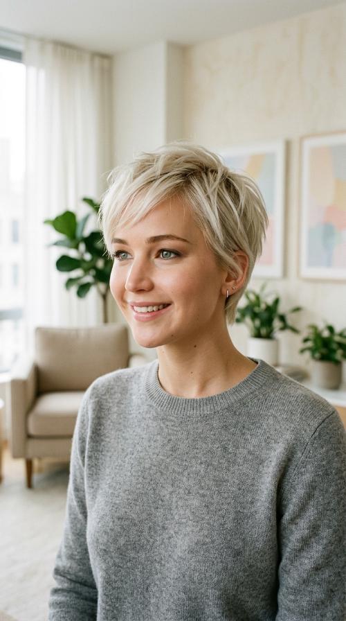 Jennifer Lawrence’s Platinum Pixie