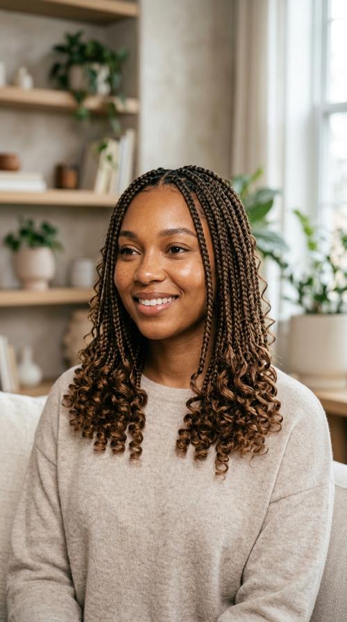 Knotless Braids with Curly Ends