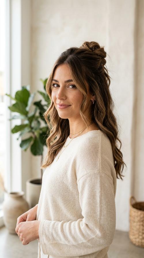 Knotted Half-Up Style