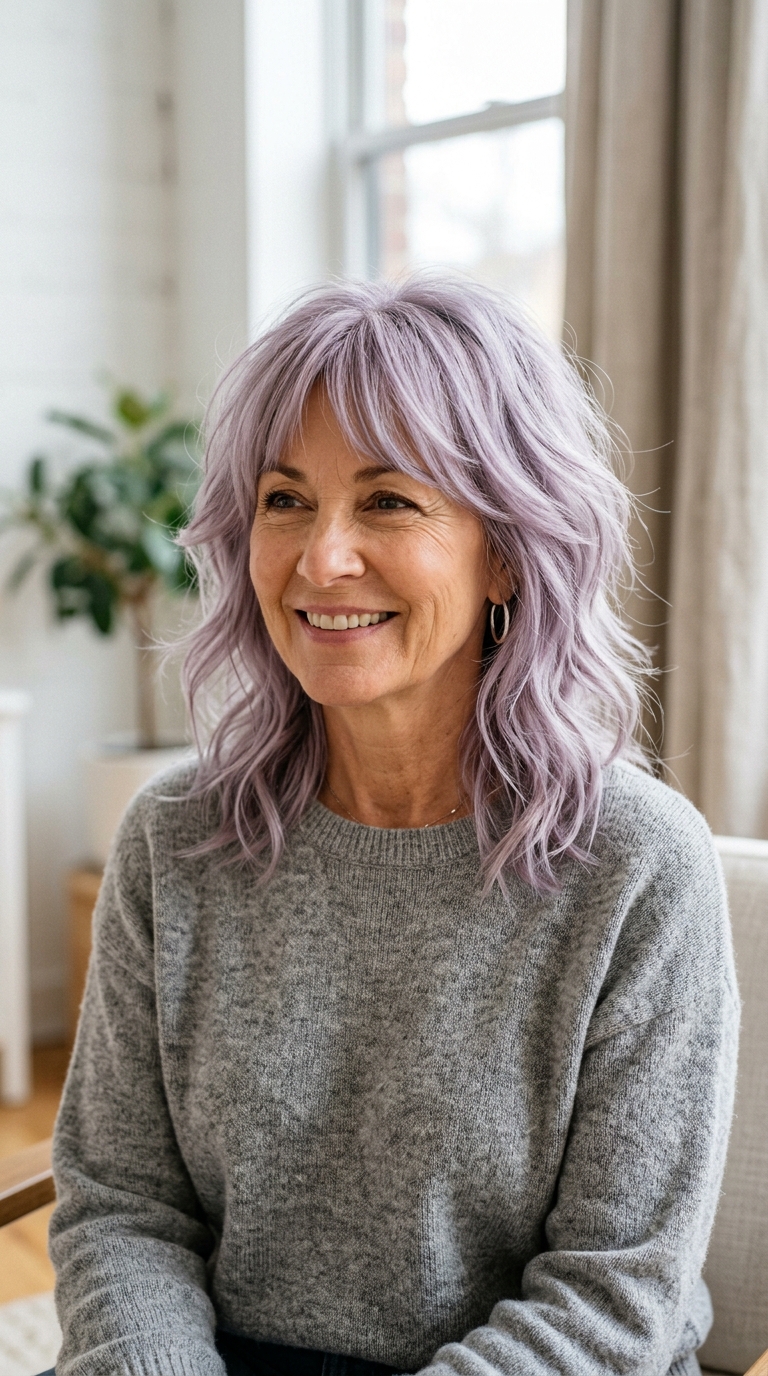Lavender-Tinted Textured Shag