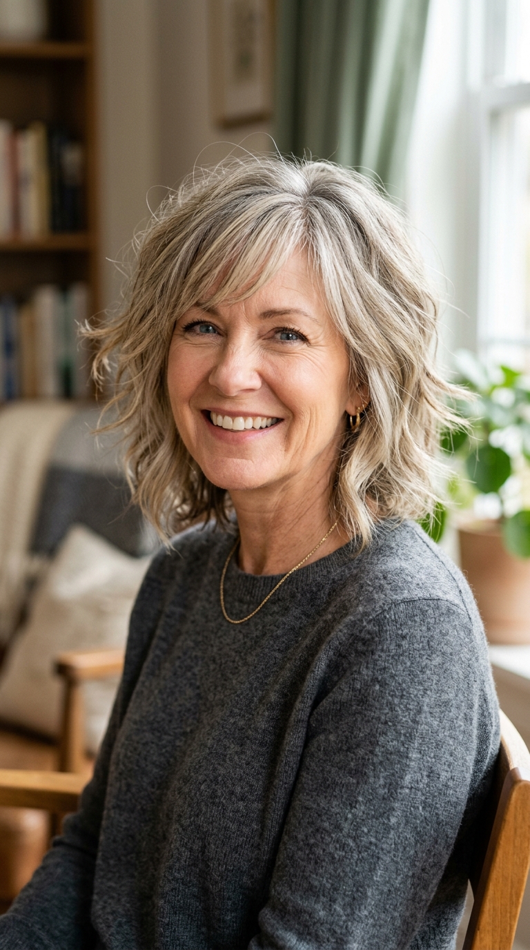 Layered Shag with Side-Swept Bangs