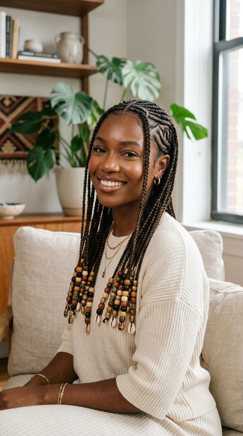 Layered Tribal Braids with Beads