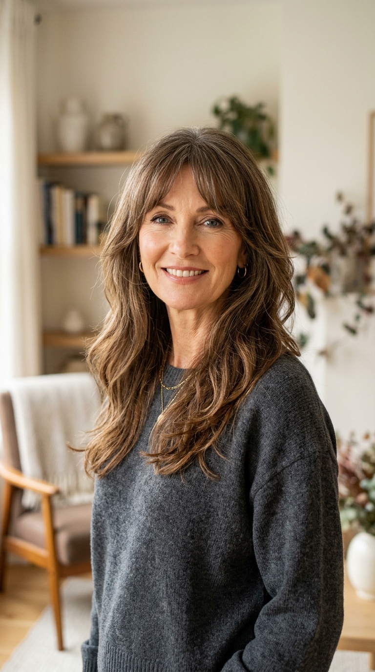 Long Hair with Face-Framing Fringe