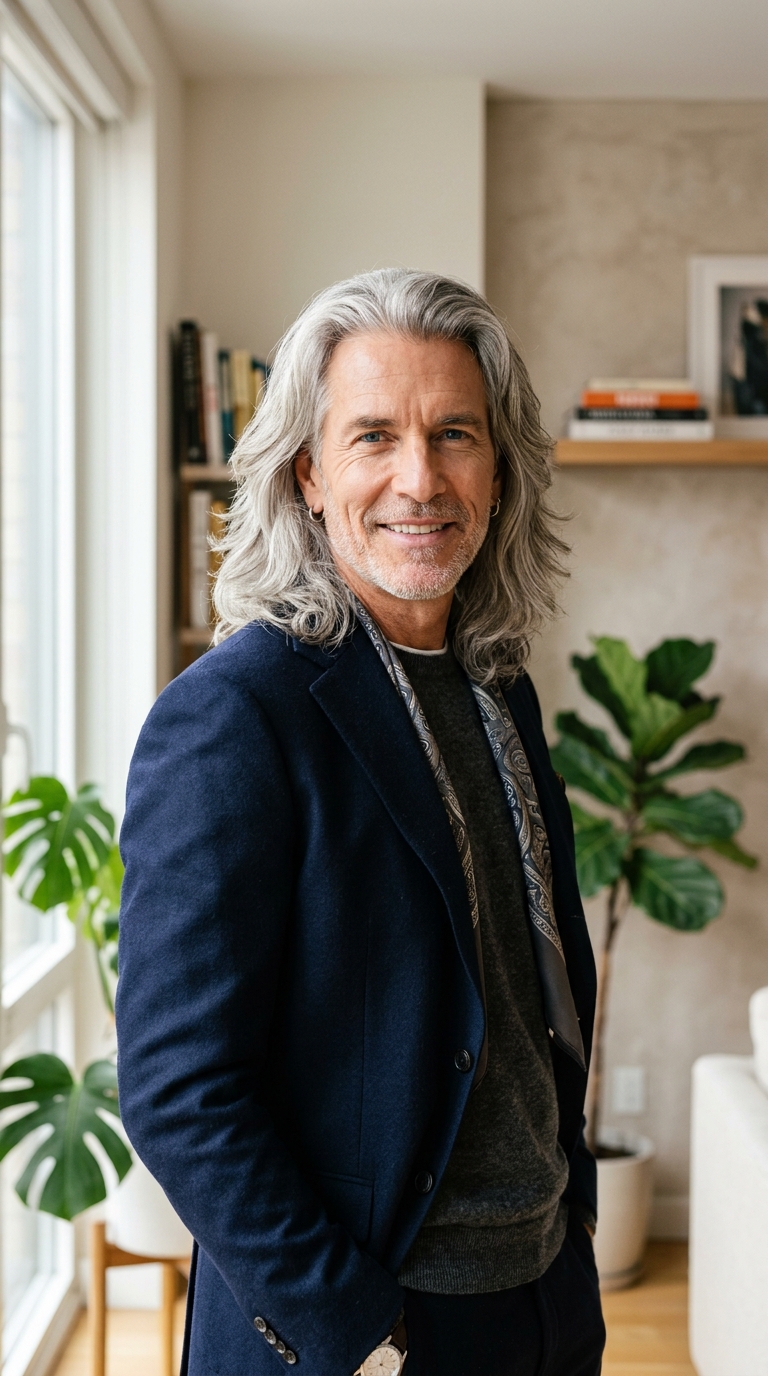 Long Layered Silver Mane