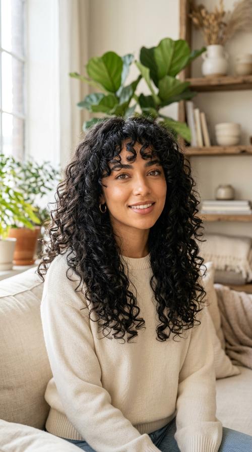 Long Layers with Curtain Bangs